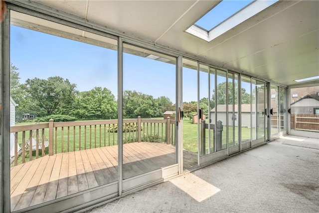 816 Wheatland Rd, Shenango Twp Mer, PA 16159 - unfurnished sunroom featuring a skylight and view of scattered trees