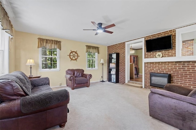 190 Wexford Bayne, Pine Twp Nal, PA 15090 - living area featuring ceiling fan, carpet flooring, and a fireplace