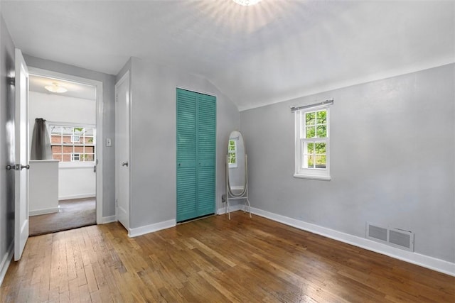 190 Wexford Bayne, Pine Twp Nal, PA 15090 - unfurnished bedroom with wood-type flooring, lofted ceiling, and a closet