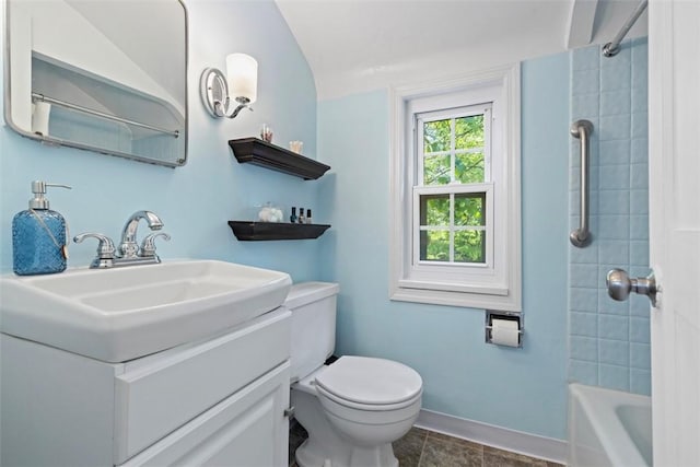 190 Wexford Bayne, Pine Twp Nal, PA 15090 - bathroom with vanity, shower / washtub combination, and vaulted ceiling