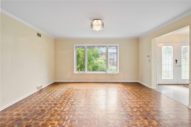 133 Hartwood Dr, Point Breeze, PA 15208 - unfurnished room with crown molding and french doors
