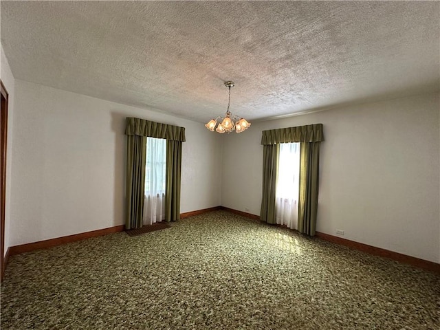 11637 State Route 85, Rayburn Twp, PA 16201 - empty room featuring plenty of natural light, a chandelier, a textured ceiling, and light colored carpet