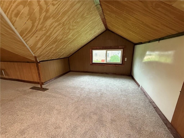4352 Ellwood Rd, Wayne Twp Law, PA 16101 - additional living space featuring wood ceiling, vaulted ceiling, and light colored carpet