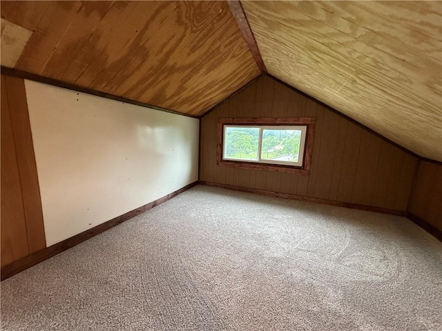 4352 Ellwood Rd, Wayne Twp Law, PA 16101 - bonus room with wooden ceiling, light colored carpet, lofted ceiling, and wooden walls
