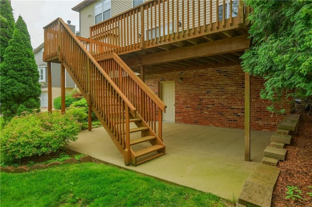 135 Jarod Dr, Moon/Crescent Twp, PA 15108 - view of patio / terrace with stairway and a wooden deck