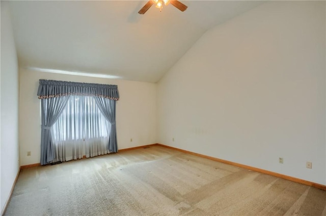 135 Jarod Dr, Moon/Crescent Twp, PA 15108 - empty room with lofted ceiling, ceiling fan, and light carpet