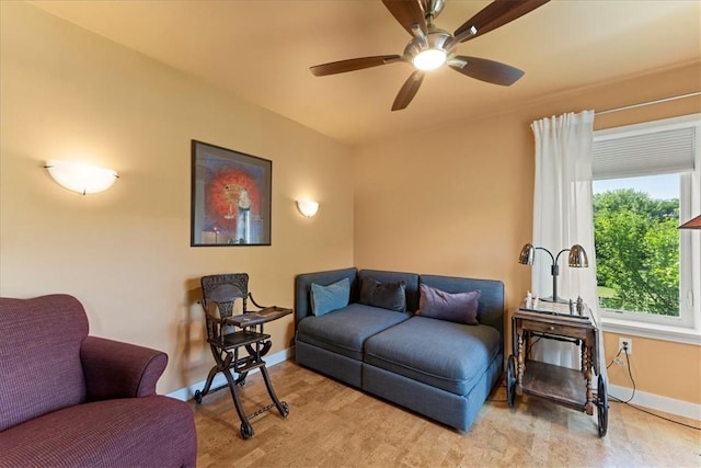 548 Penn St, Verona, PA 15147 - living room featuring baseboards and ceiling fan