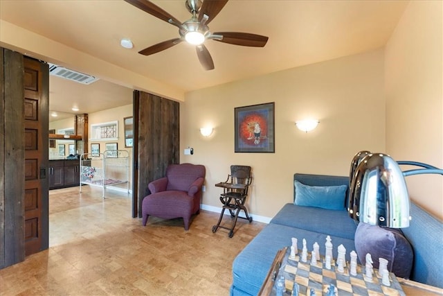 548 Penn St, Verona, PA 15147 - sitting room with a ceiling fan and baseboards