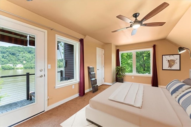 548 Penn St, Verona, PA 15147 - bedroom featuring carpet floors, a ceiling fan, and a water view