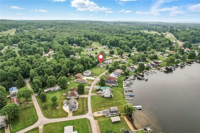 11504 N Shore Dr, Conneaut Lake Cra, PA 16316 - drone / aerial view of a nearby body of water and a heavily wooded area