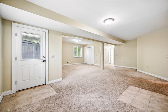 11504 N Shore Dr, Conneaut Lake Cra, PA 16316 - below grade area featuring light carpet and baseboards