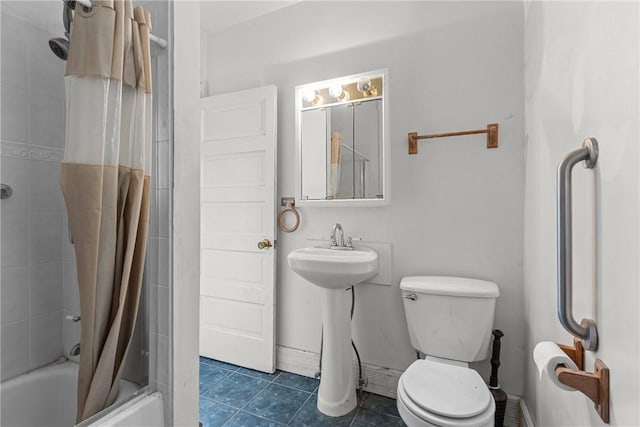 330 Jefferson Ave, City Of Washington, PA 15301 - full bathroom with shower / bath combo with shower curtain and tile patterned floors
