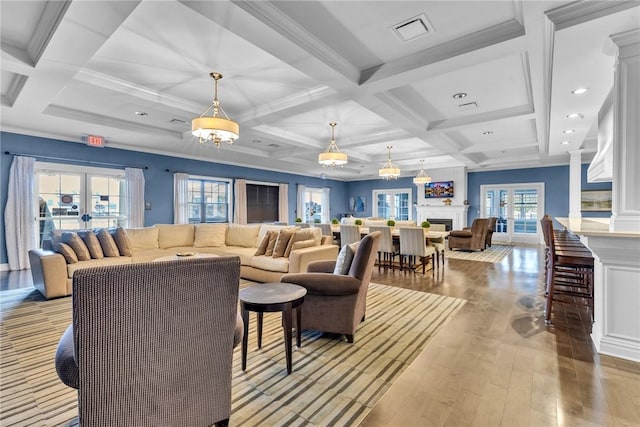 620 Amarth Ln, Cranberry Twp, PA 16066 - common area featuring coffered ceiling, beamed ceiling, and recessed lighting