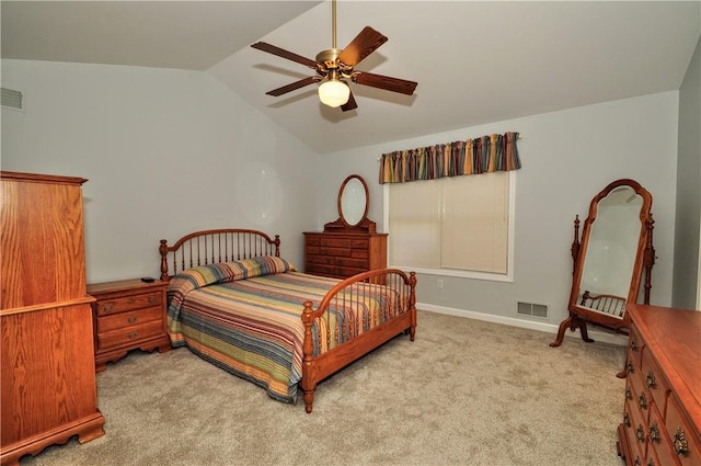 23 Naples Dr, North Union Twp, PA 15401 - bedroom with lofted ceiling, carpet, and ceiling fan