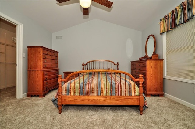 23 Naples Dr, North Union Twp, PA 15401 - carpeted bedroom featuring lofted ceiling and a ceiling fan