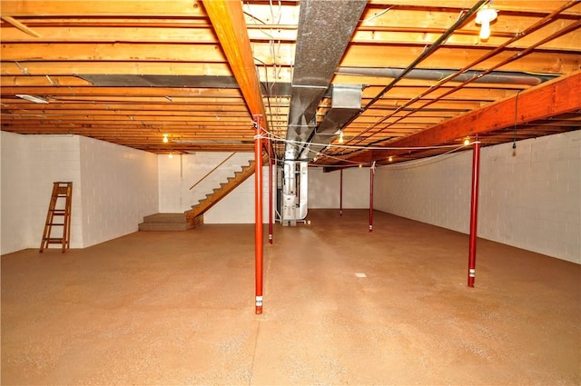 23 Naples Dr, North Union Twp, PA 15401 - below grade area with heating unit and stairs