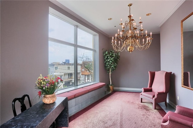 1105 Grandview Ave Unit 1A, Mt Washington, PA 15211 - living area featuring ornamental molding and a chandelier