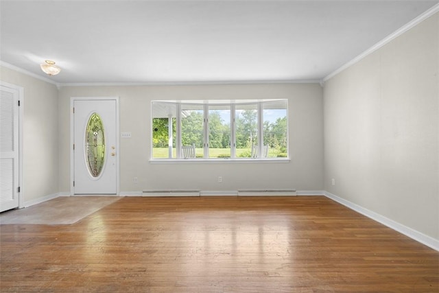 95 Karen Dr, Buffalo Twp Wsh, PA 15301 - foyer featuring ornamental molding, hardwood / wood-style flooring, and baseboard heating