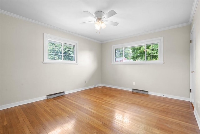 95 Karen Dr, Buffalo Twp Wsh, PA 15301 - unfurnished room with light wood-style flooring, a ceiling fan, and crown molding