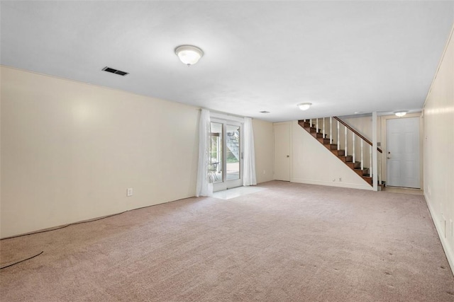 95 Karen Dr, Buffalo Twp Wsh, PA 15301 - unfurnished living room with stairway and light colored carpet