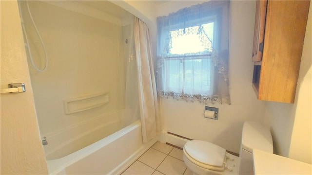 14099 Lincoln Way N, Huntingdon, PA 15642 - bathroom with tile patterned floors, shower / tub combo, a baseboard radiator, and vanity