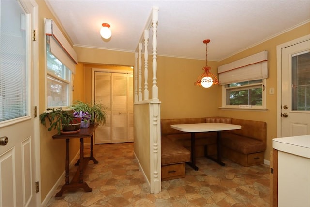 3244 37th St, Chippewa Twp, PA 15010 - doorway with stone finish flooring and crown molding