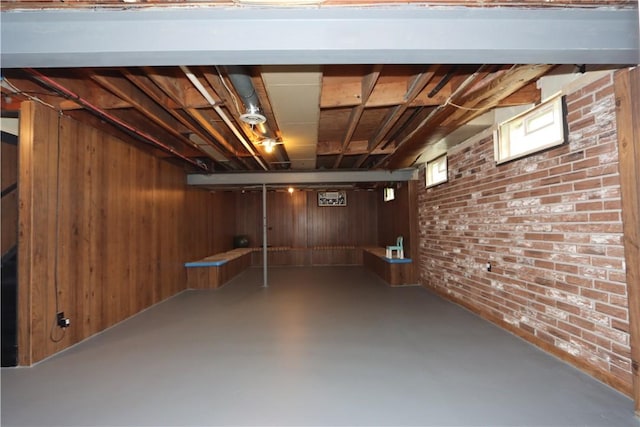 3244 37th St, Chippewa Twp, PA 15010 - finished below grade area featuring brick wall and wooden walls