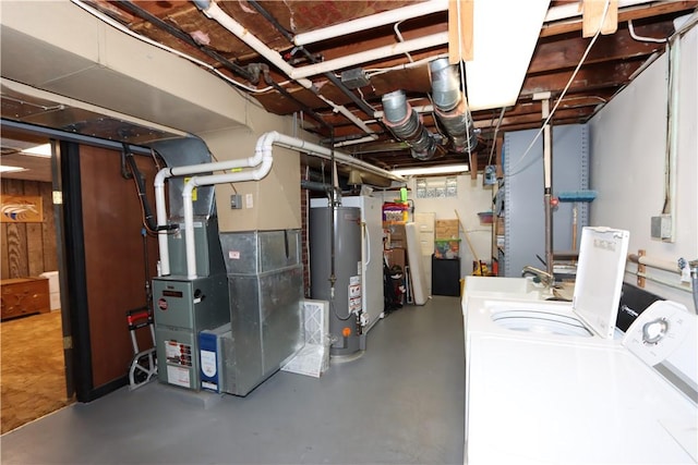 3244 37th St, Chippewa Twp, PA 15010 - unfinished below grade area with washer and clothes dryer, water heater, and heating unit