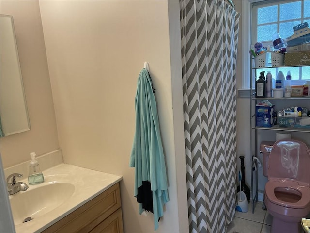 10240 Roseway Blvd, North Huntingdon, PA 15642 - full bathroom featuring vanity, tile patterned floors, and a shower with shower curtain