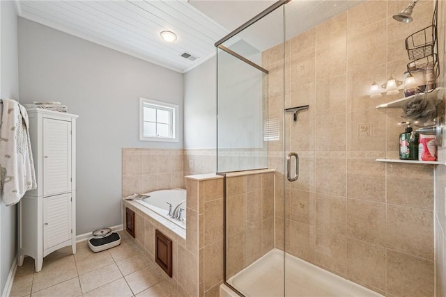 1041 Ashfield Way, Salem Twp Wml, PA 15601 - bathroom featuring tile patterned floors, a bath, a shower stall, and crown molding