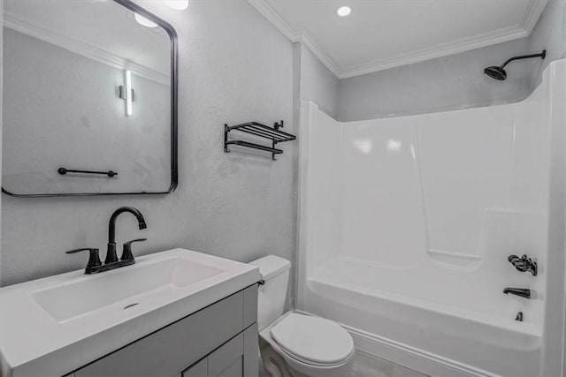 322 S Broadway St, Scottdale, PA 15683 - full bath with ornamental molding, washtub / shower combination, vanity, and a textured wall