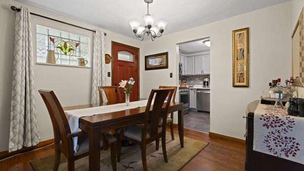 1657 Pembroke Dr, Pittsburgh, PA 15243 - dining space with a chandelier and dark wood-style floors