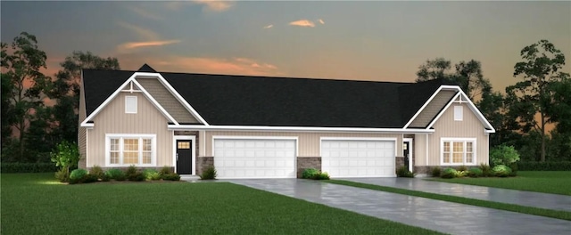 167 Raven Cir Unit 244A, Buffalo Twp But, PA 16055 - craftsman inspired home featuring an attached garage, concrete driveway, a front lawn, and stone siding
