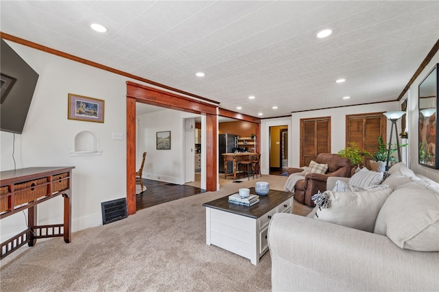 12091/2 Vance Ave, Coraopolis, PA 15108 - carpeted living room with recessed lighting and crown molding