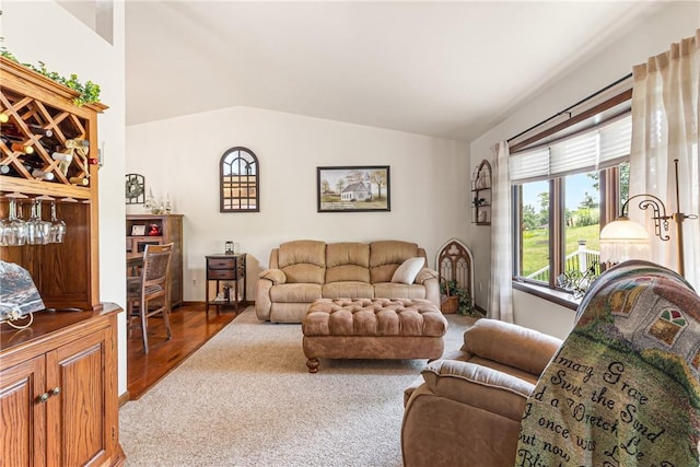 223 Horseshoe Dr, Adams Twp, PA 16046 - living room with vaulted ceiling and wood finished floors