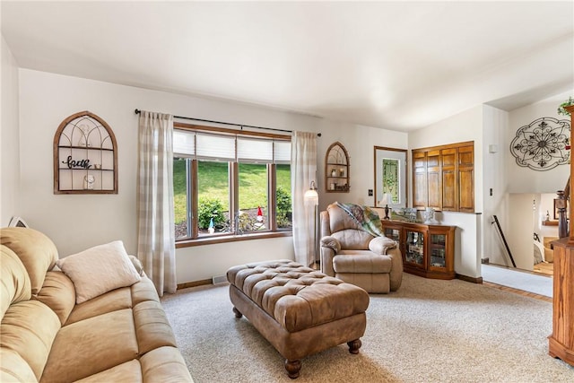 223 Horseshoe Dr, Adams Twp, PA 16046 - living room with light carpet and baseboards