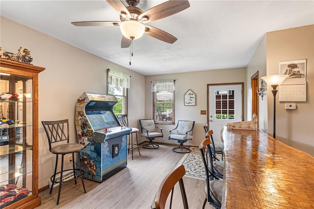 223 Horseshoe Dr, Adams Twp, PA 16046 - living area featuring wood finished floors and a ceiling fan