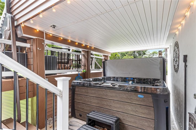 223 Horseshoe Dr, Adams Twp, PA 16046 - view of patio / terrace with a hot tub
