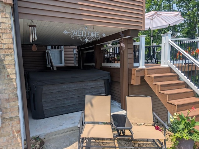 223 Horseshoe Dr, Adams Twp, PA 16046 - wooden terrace with stairway