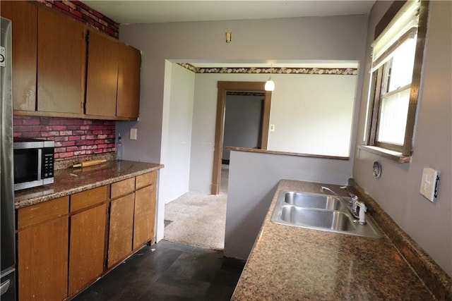 1700 Grall Ave, Shaler, PA 15209 - kitchen featuring stainless steel microwave and brown cabinetry