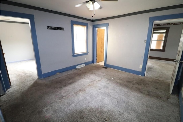 1700 Grall Ave, Shaler, PA 15209 - carpeted empty room featuring ceiling fan and crown molding
