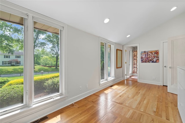 241 W Chapel Ridge Rd, Fox Chapel, PA 15238 - unfurnished room with vaulted ceiling, light wood-type flooring, and recessed lighting