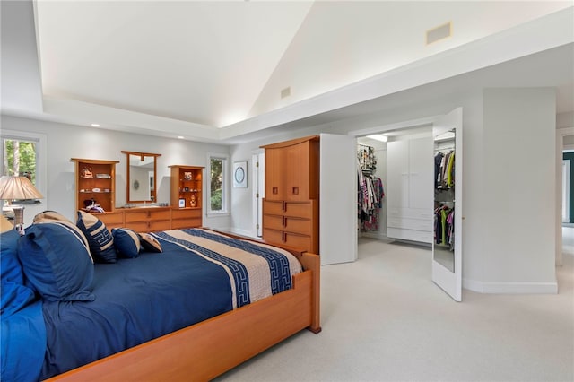 241 W Chapel Ridge Rd, Fox Chapel, PA 15238 - carpeted bedroom with a walk in closet, vaulted ceiling, a closet, and recessed lighting