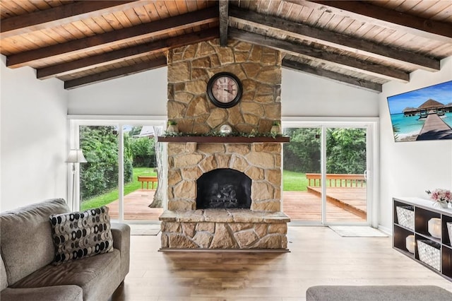 2805 Hamilton Ave, Shaler, PA 15116 - living area with wooden ceiling, plenty of natural light, wood finished floors, and a fireplace