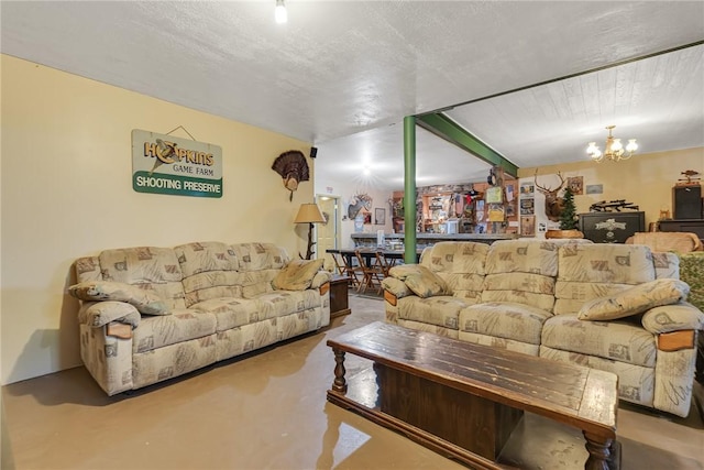 3824 Ridge Rd, Independence Bea, PA 15001 - living area with concrete flooring and a chandelier
