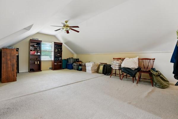 108 E Oakwood Way, Neshannock Twp, PA 16105 - bonus room with a ceiling fan, lofted ceiling, and carpet