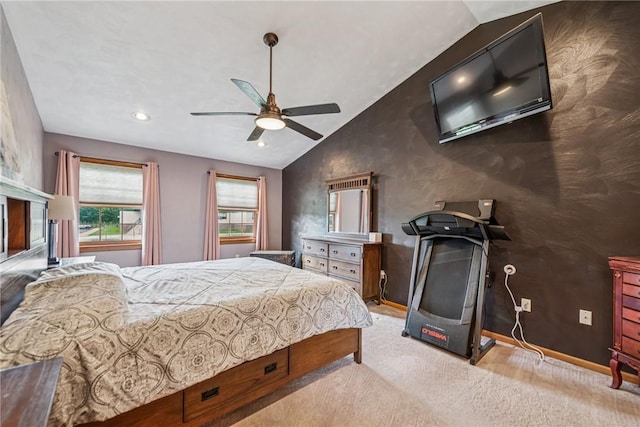 1007 Braemar Dr, Penn Twp Wml, PA 15644 - carpeted bedroom featuring lofted ceiling, recessed lighting, and ceiling fan
