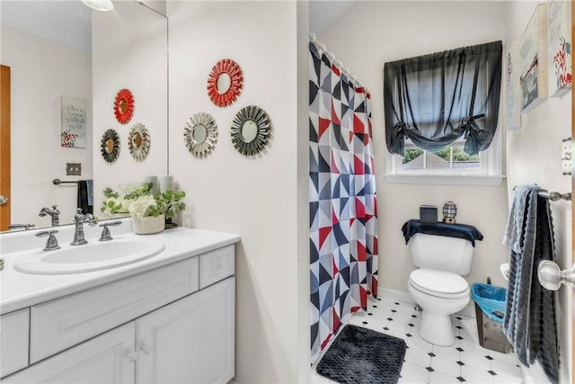 139 Village Dr, Cranberry Twp, PA 16066 - bathroom featuring vanity, a shower with curtain, and tile patterned floors