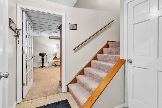 139 Village Dr, Cranberry Twp, PA 16066 - stairs with carpet floors and tile patterned floors
