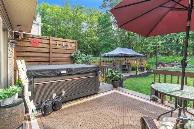 139 Village Dr, Cranberry Twp, PA 16066 - view of patio / terrace with a hot tub and outdoor dining area